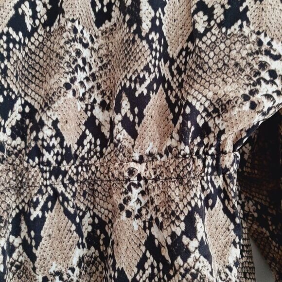 JOE FRESH / Flowy Ruffle Hem Scoop Neck Midi Dress Snake Print Sz 1X - Picture 11 of 14